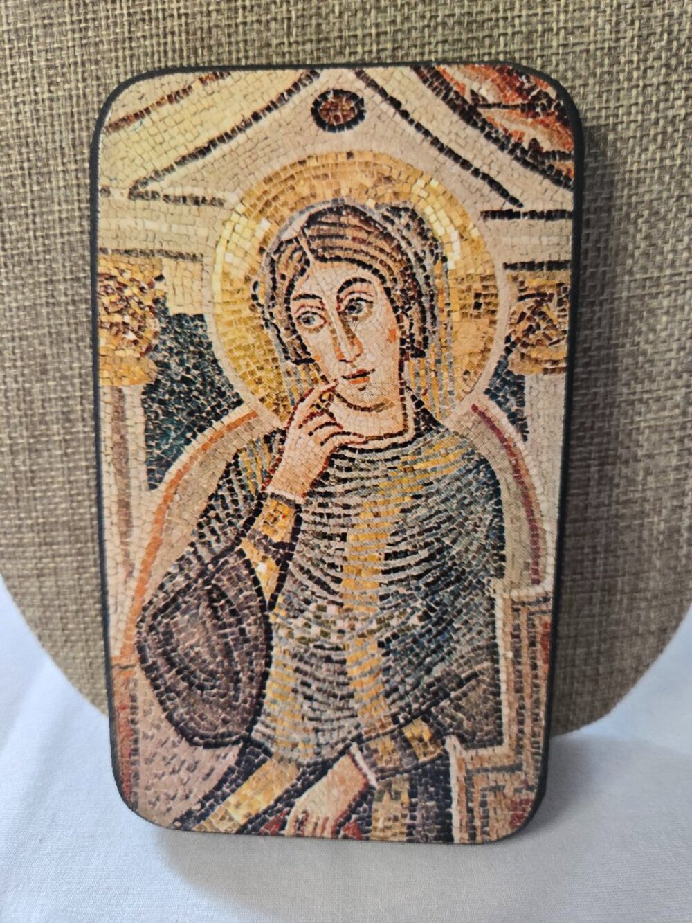 Annunciation to Mary Mosaic Photo on wood from Croatia